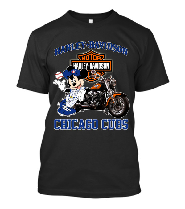 Harley Davidson Motor Mickey Baseball Chicago Cubs T-Shirt