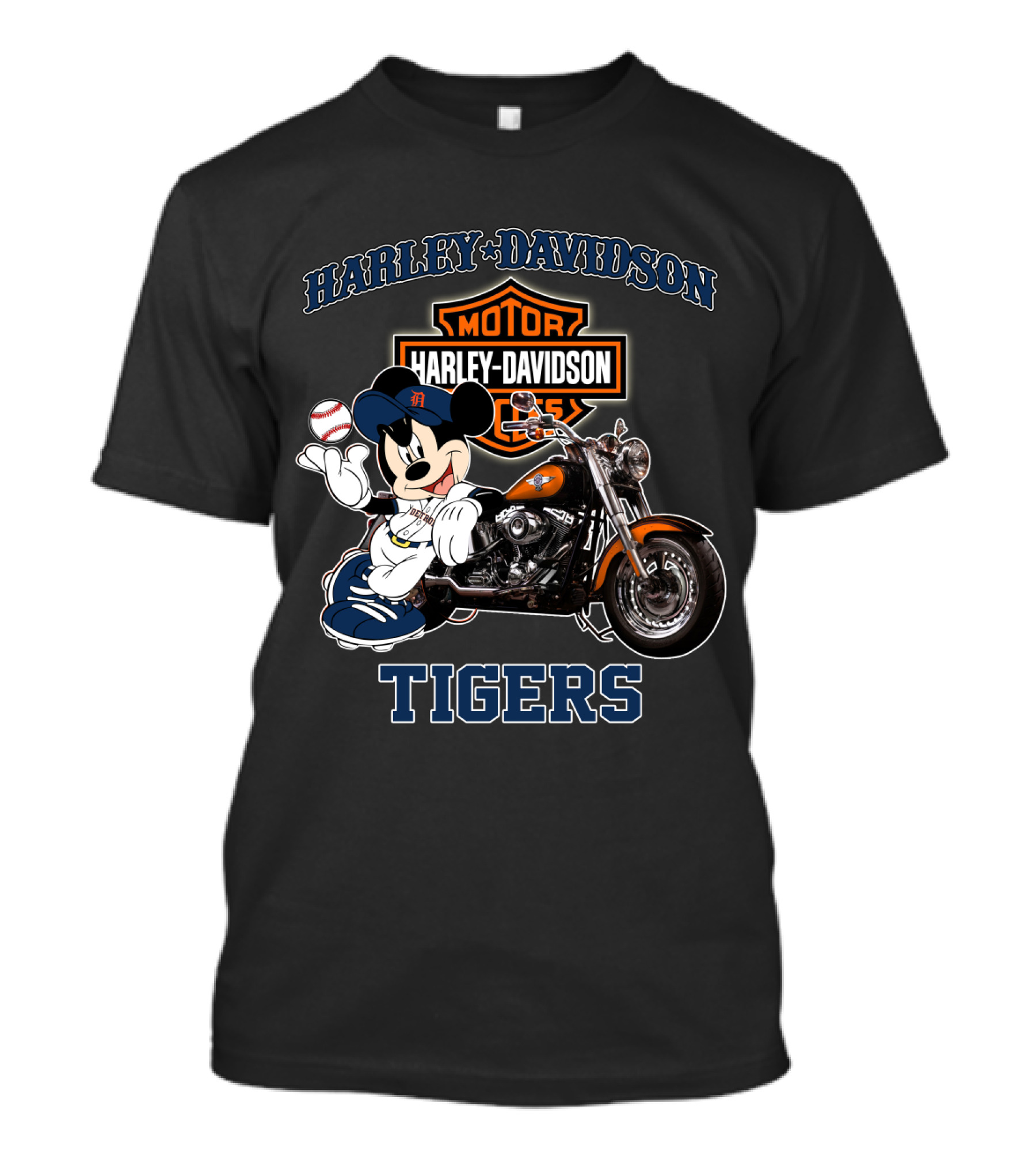 Harley Davidson Motor Mickey Mouse Detroit Tigers T-Shirt