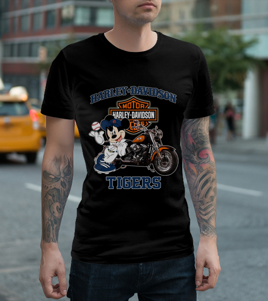 Harley Davidson Motor Mickey Mouse Detroit Tigers T-Shirt