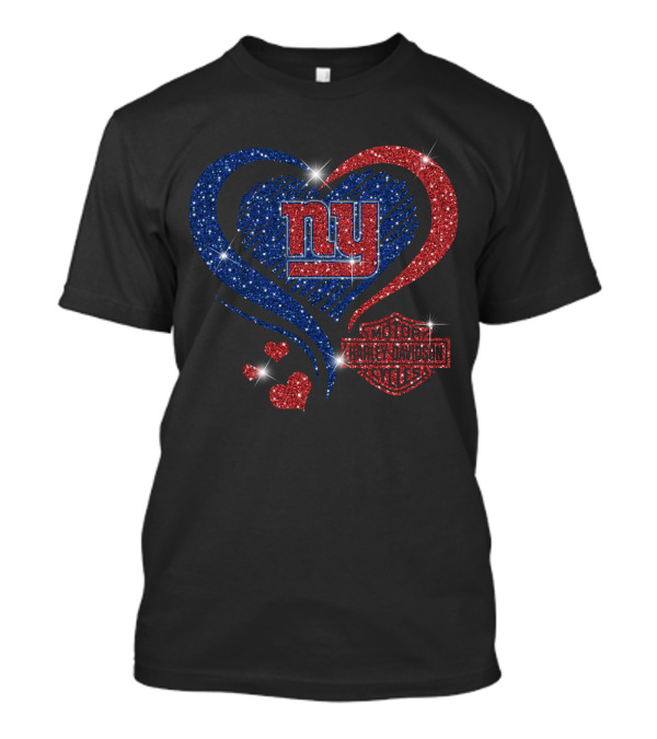 Hd Nfl New York Giants Ny Heart Harley Davidson Motor Cycles T-Shirt