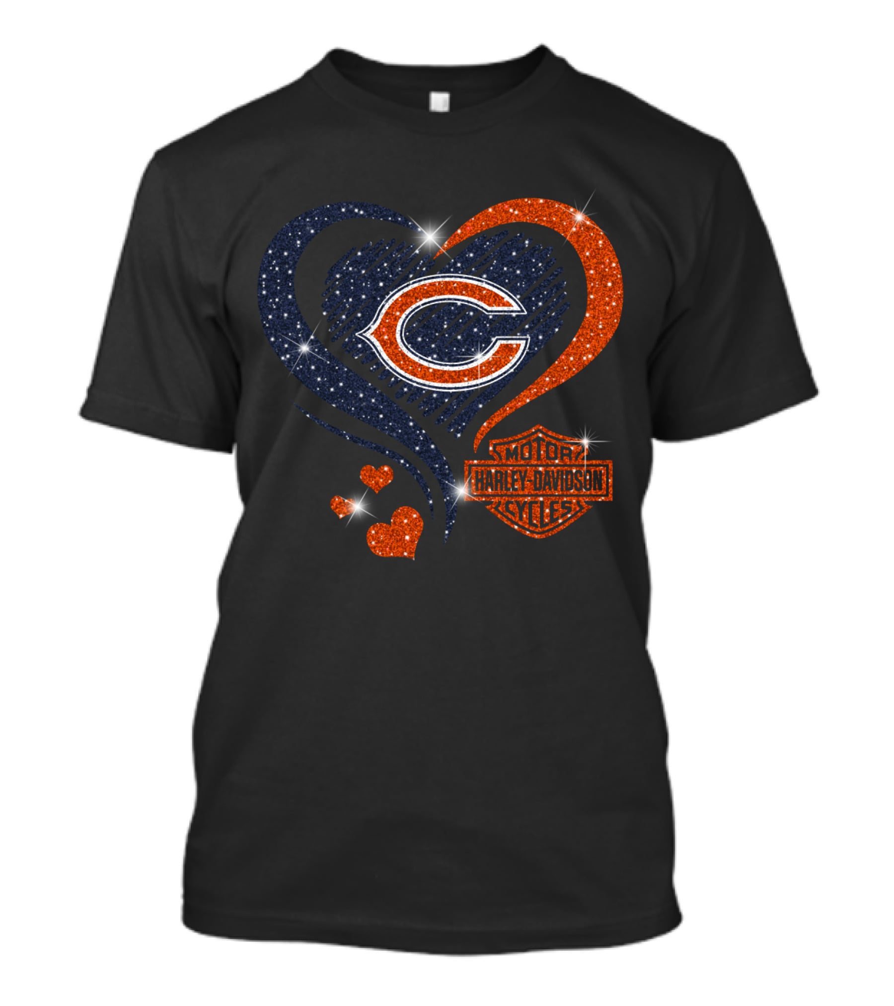 Chicago Bears Harley Davidson Heart T-Shirt
