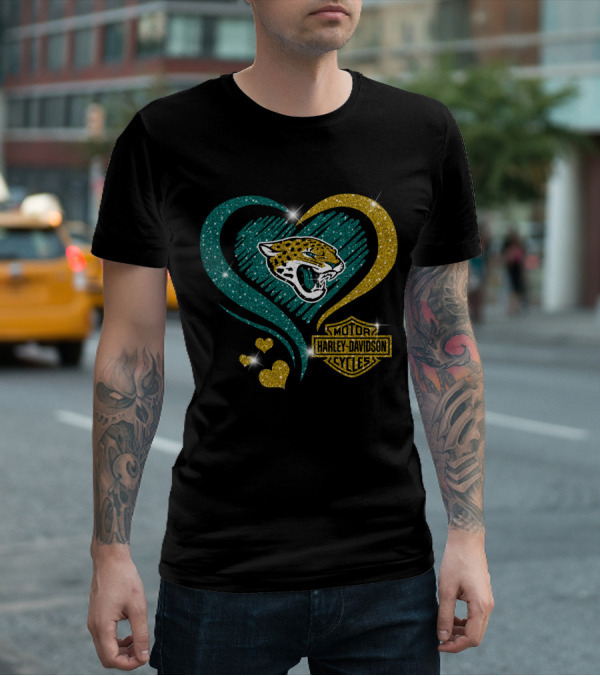 Harley Davidson Motorcycles Jacksonville Jaguars Heart T-Shirt