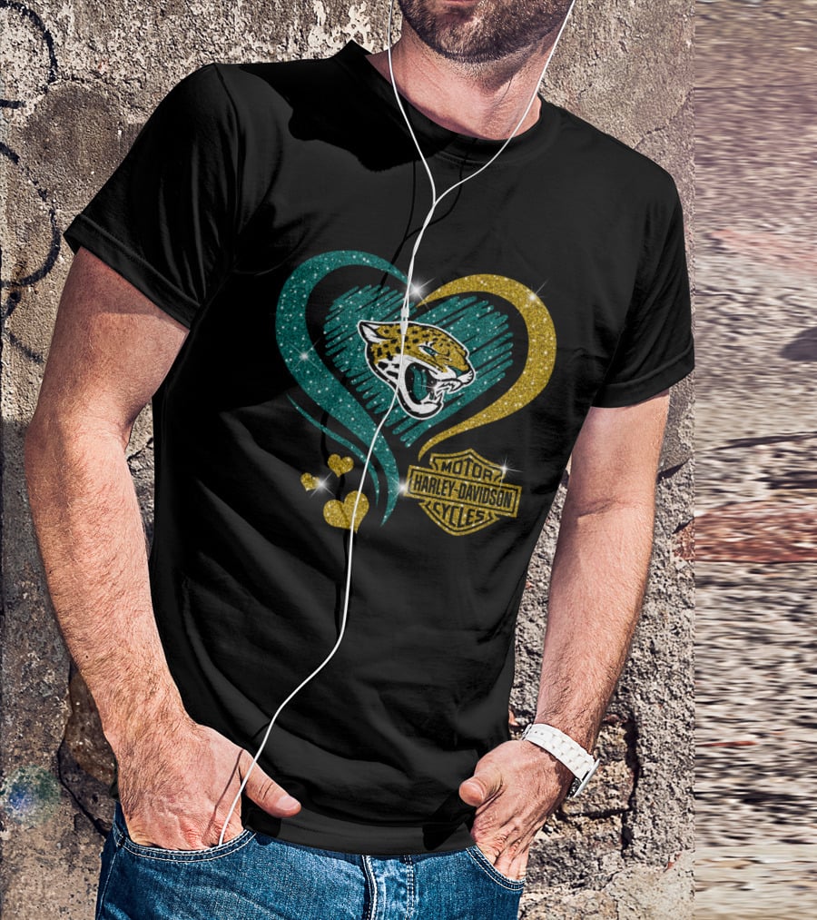Harley Davidson Motorcycles Jacksonville Jaguars Heart T-Shirt