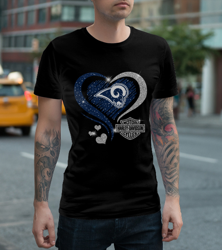 Harley Davidson Los Angeles Rams Heart Motif T-Shirt
