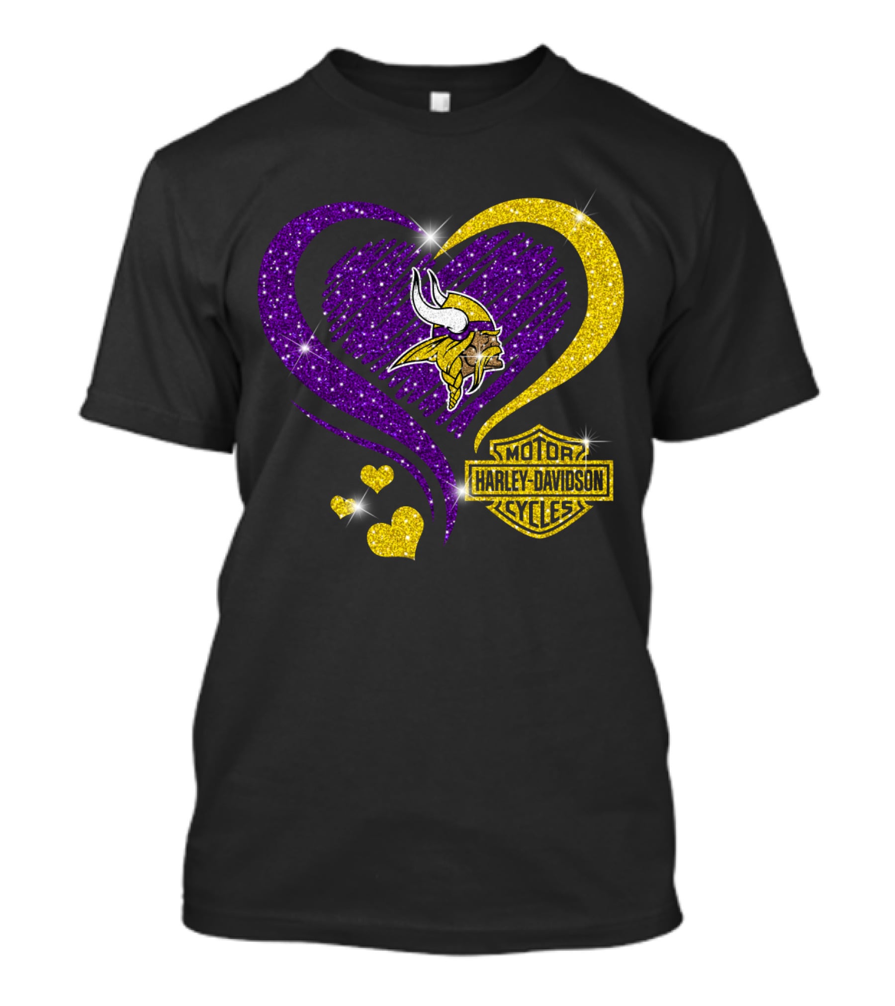 Minnesota Vikings Harley Davidson Heart T-Shirt
