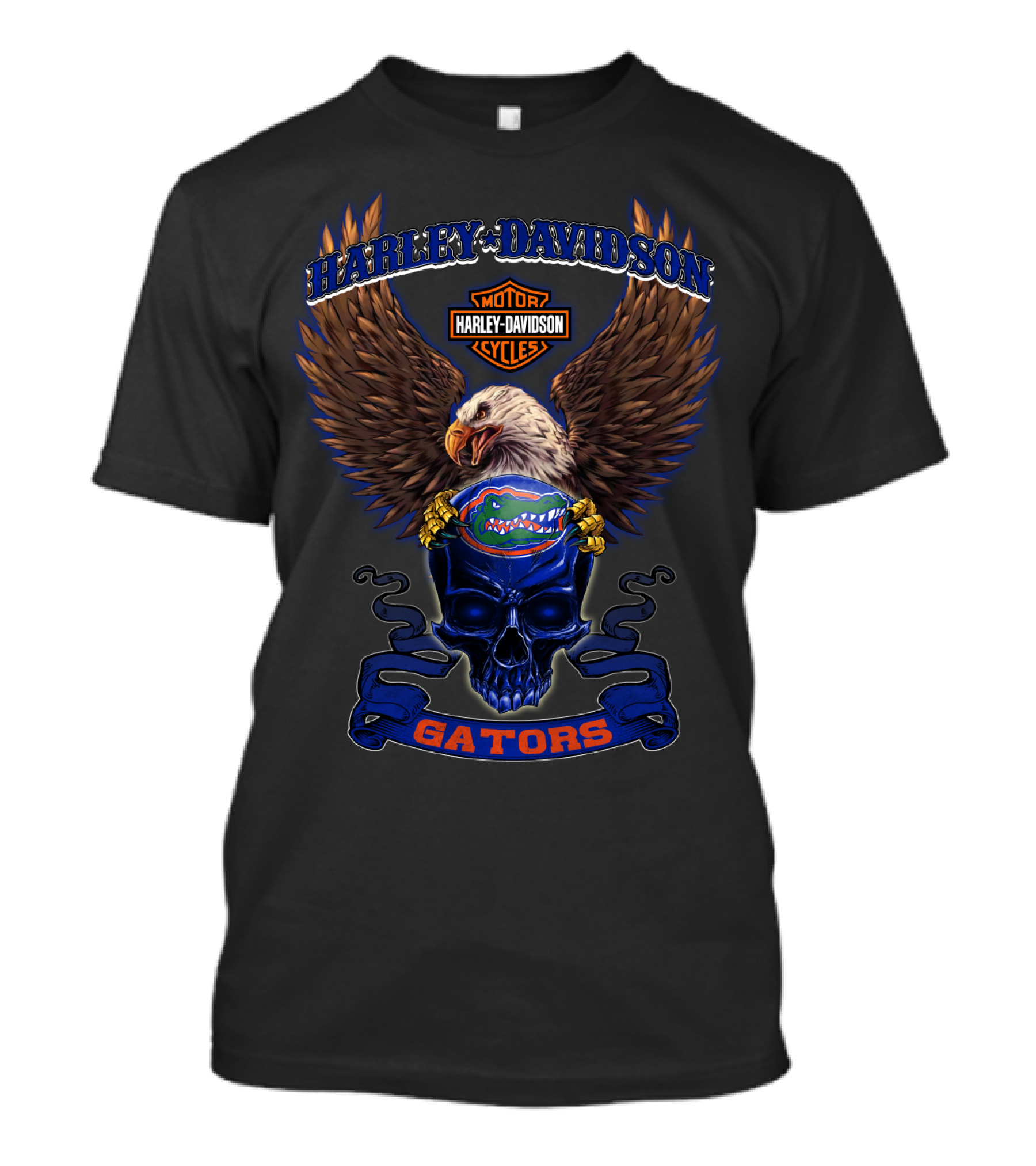 Harley Davidson Motor Cycles Gators Florida Gators Eagle Skull T-Shirt