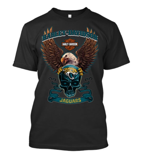 Harley Davidson Motor Cycles Eagle Skull Jaguars T-Shirt