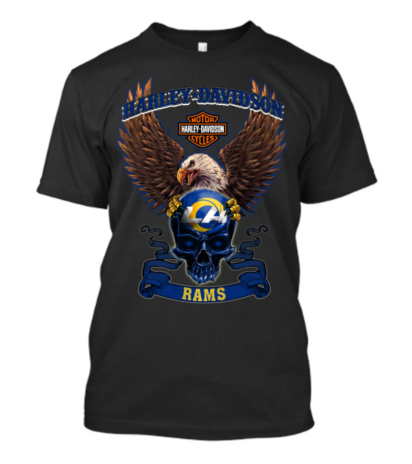 Harley Davidson Motor Cycles Rams Eagle Los Angeles Rams T-Shirt