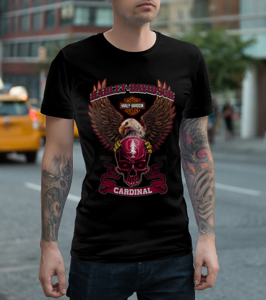 Harley Davidson Motor Cycles Eagle Stanford Cardinal T-Shirt