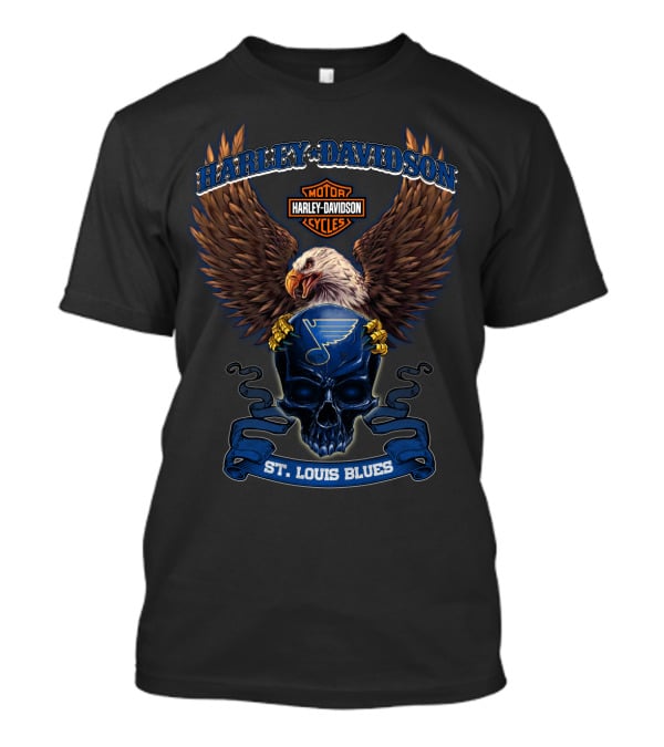 Harley Davidson Motor Cycles Eagle St. Louis Blues T-Shirt