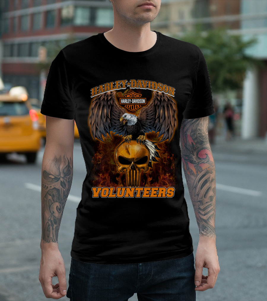 Harley Davidson Motor Cycles Eagle Flame Tennessee Volunteers T-Shirt