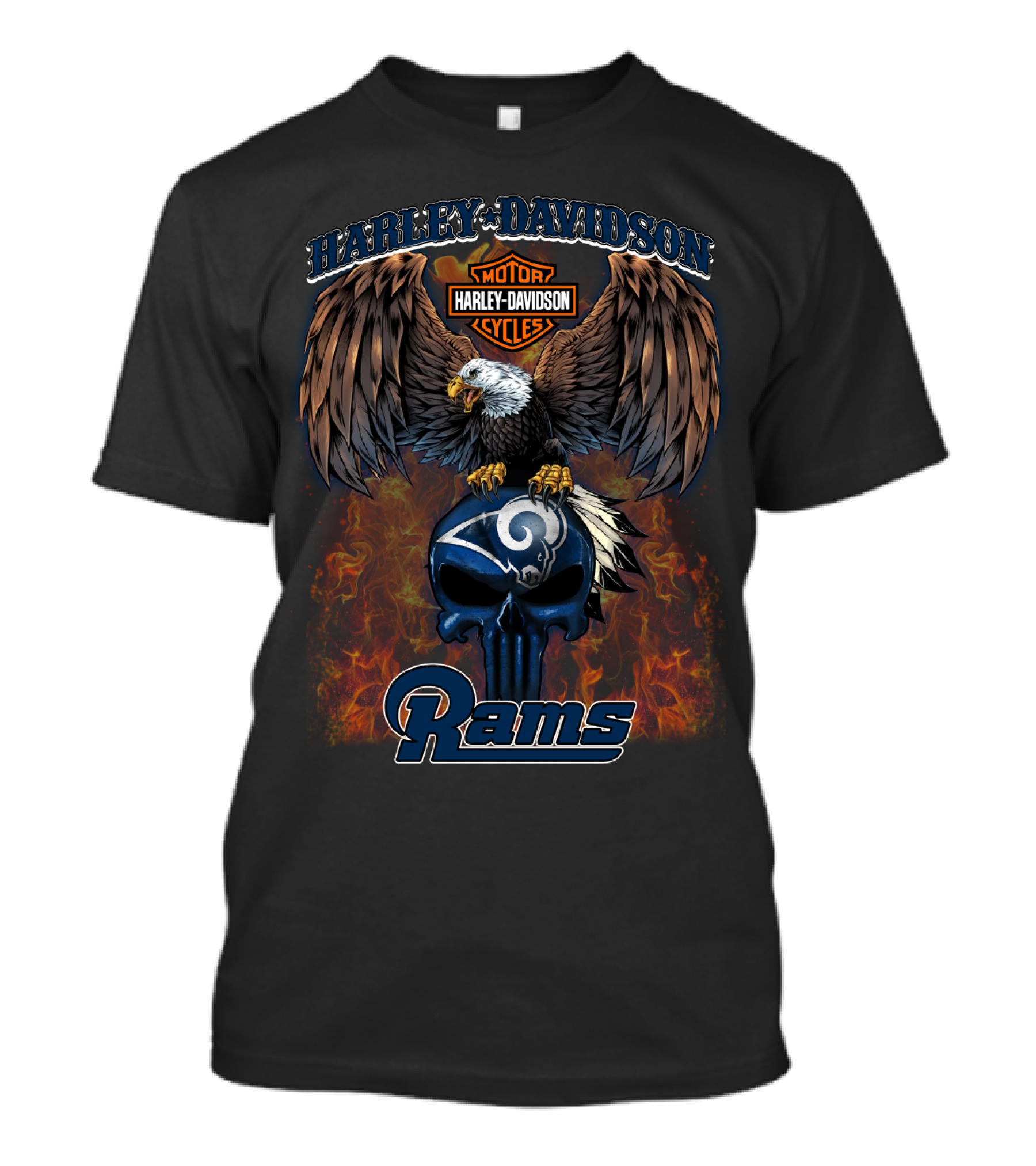 Harley Davidson Motor Cycles Eagle Rams T-Shirt