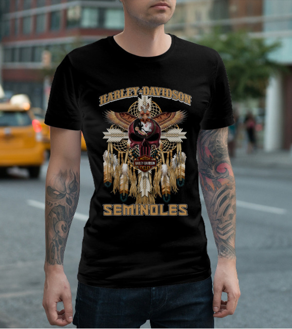 Harley Davidson Seminoles Motorcycle Native American Dreamcatcher T-Shirt