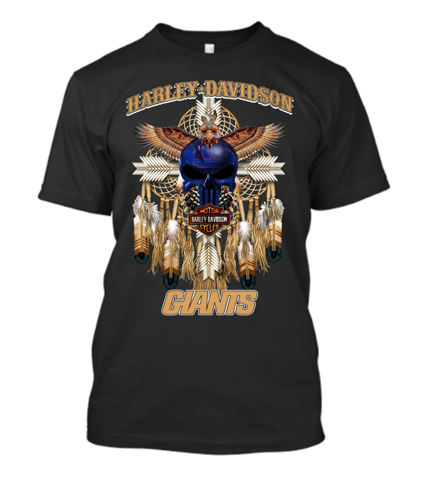 Harley Davidson Motorcycles New York Giants Native American T-Shirt