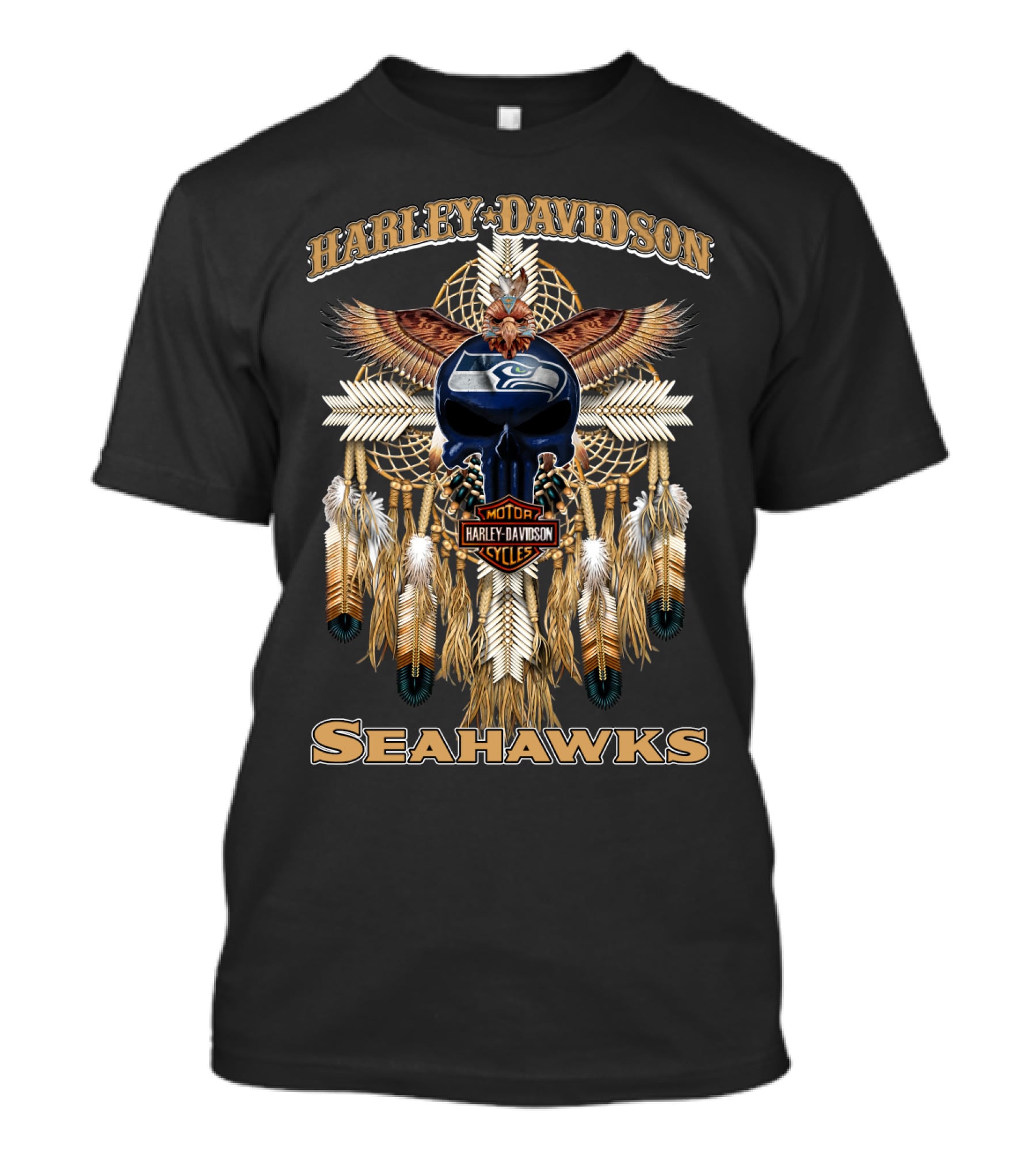 Harley Davidson Seahawks Motorcycles Dreamcatcher T-Shirt