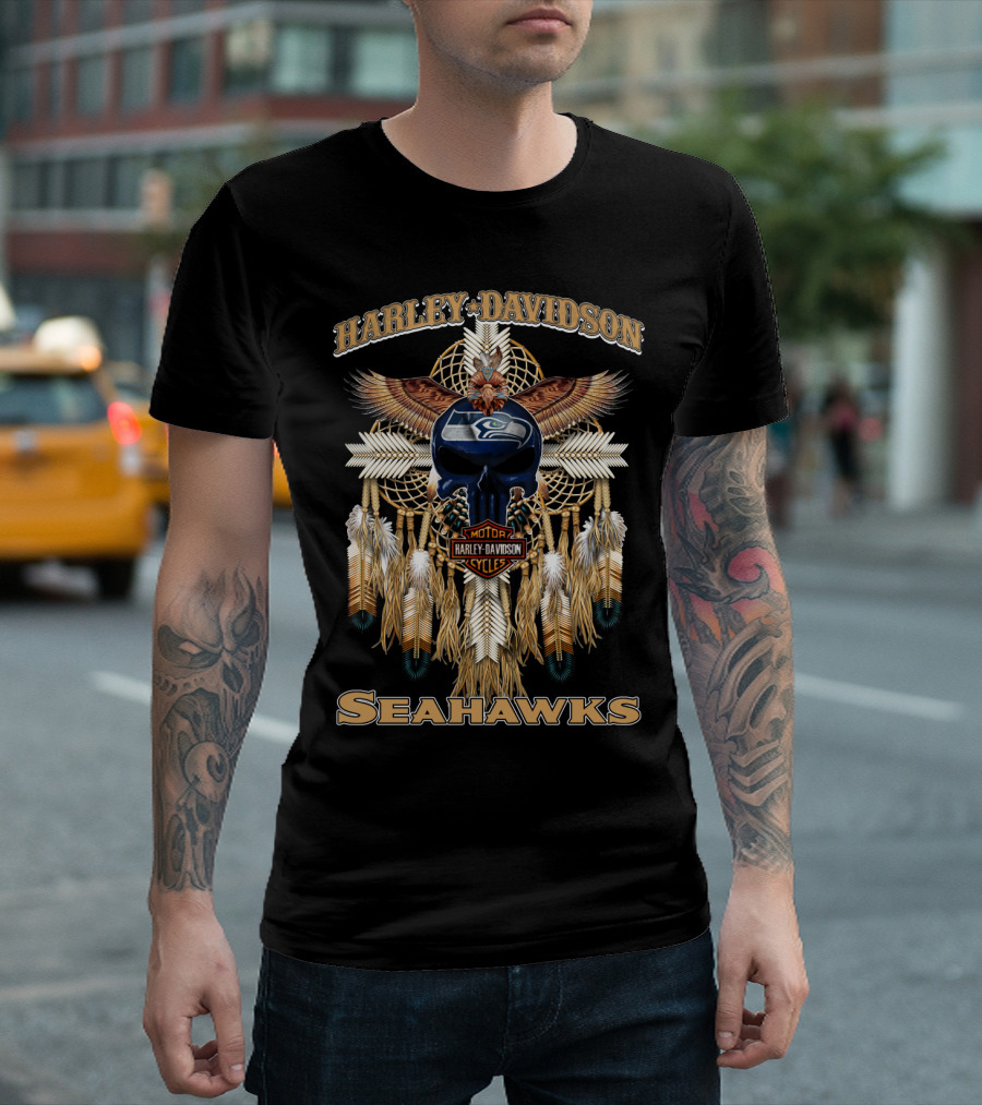 Harley Davidson Seahawks Motorcycles Dreamcatcher T-Shirt