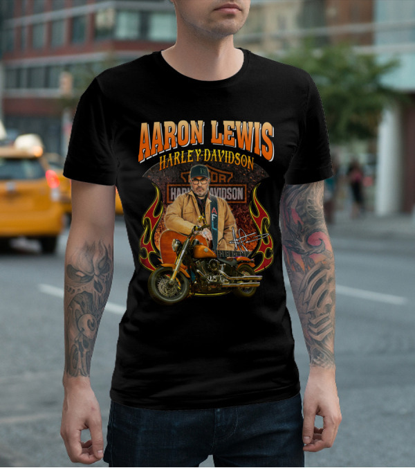 Aaron Lewis Harley Davidson Motorcycle Flame T-Shirt