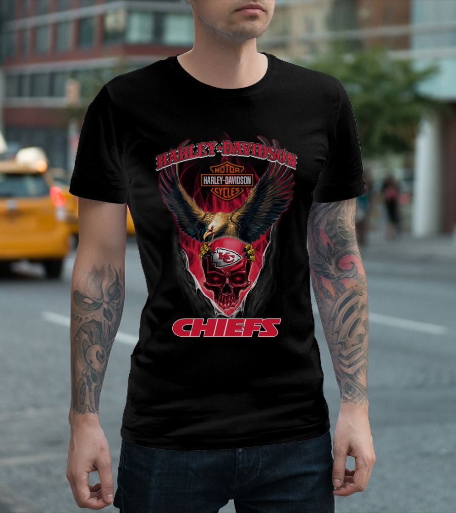 Harley Davidson Motorcycles Kansas City Chiefs Eagle T-Shirt