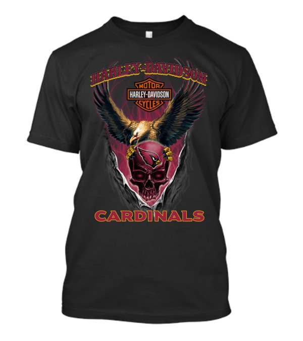 Harley Davidson Motor Cycles Cardinals Eagle And Skull T-Shirt