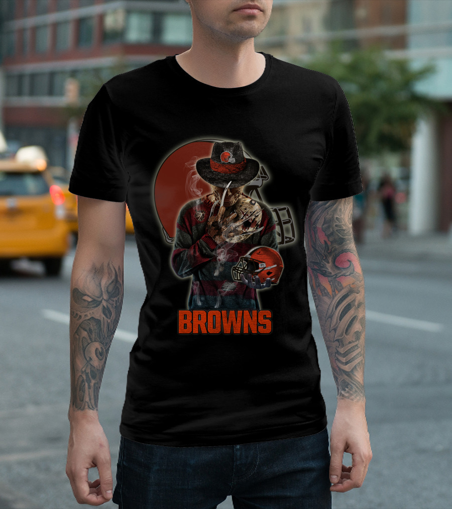 Browns Jason Voorhees Freddy Krueger Mashup Cleveland Helmet T-Shirt