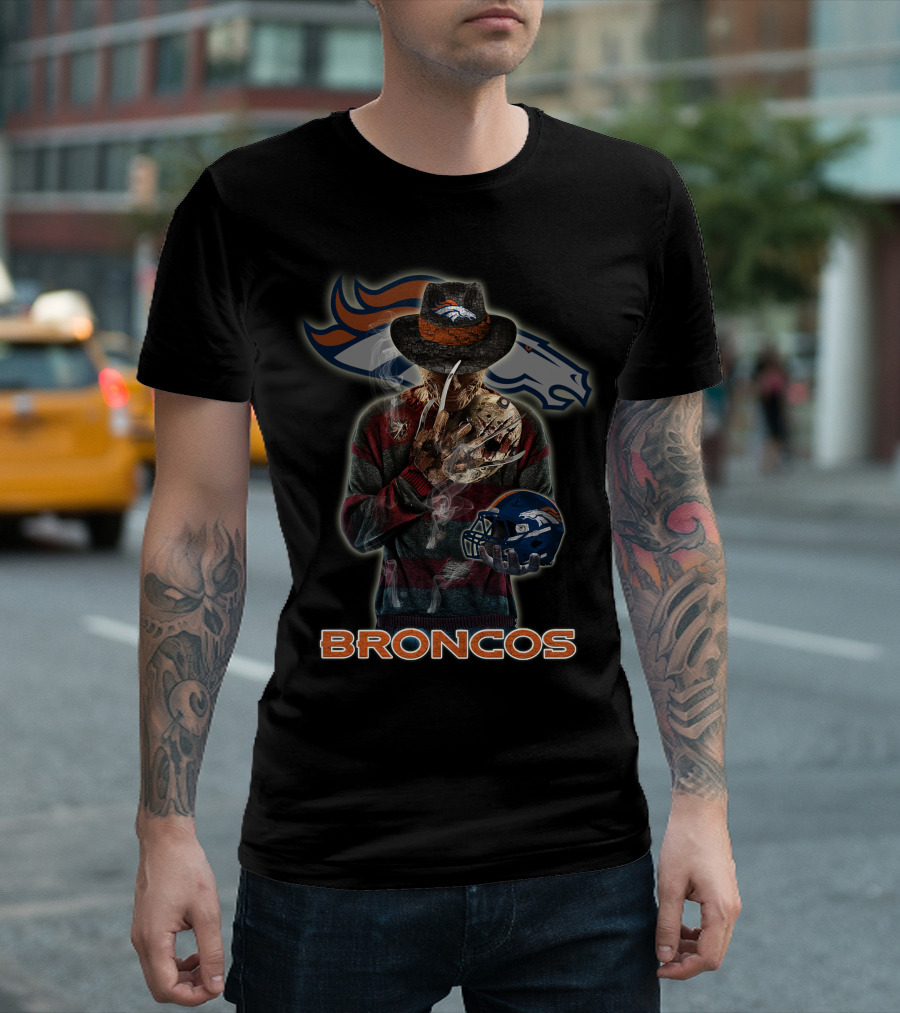 M2 Jason Voorhees Denver Broncos Freddy Krueger Crossover T-Shirt