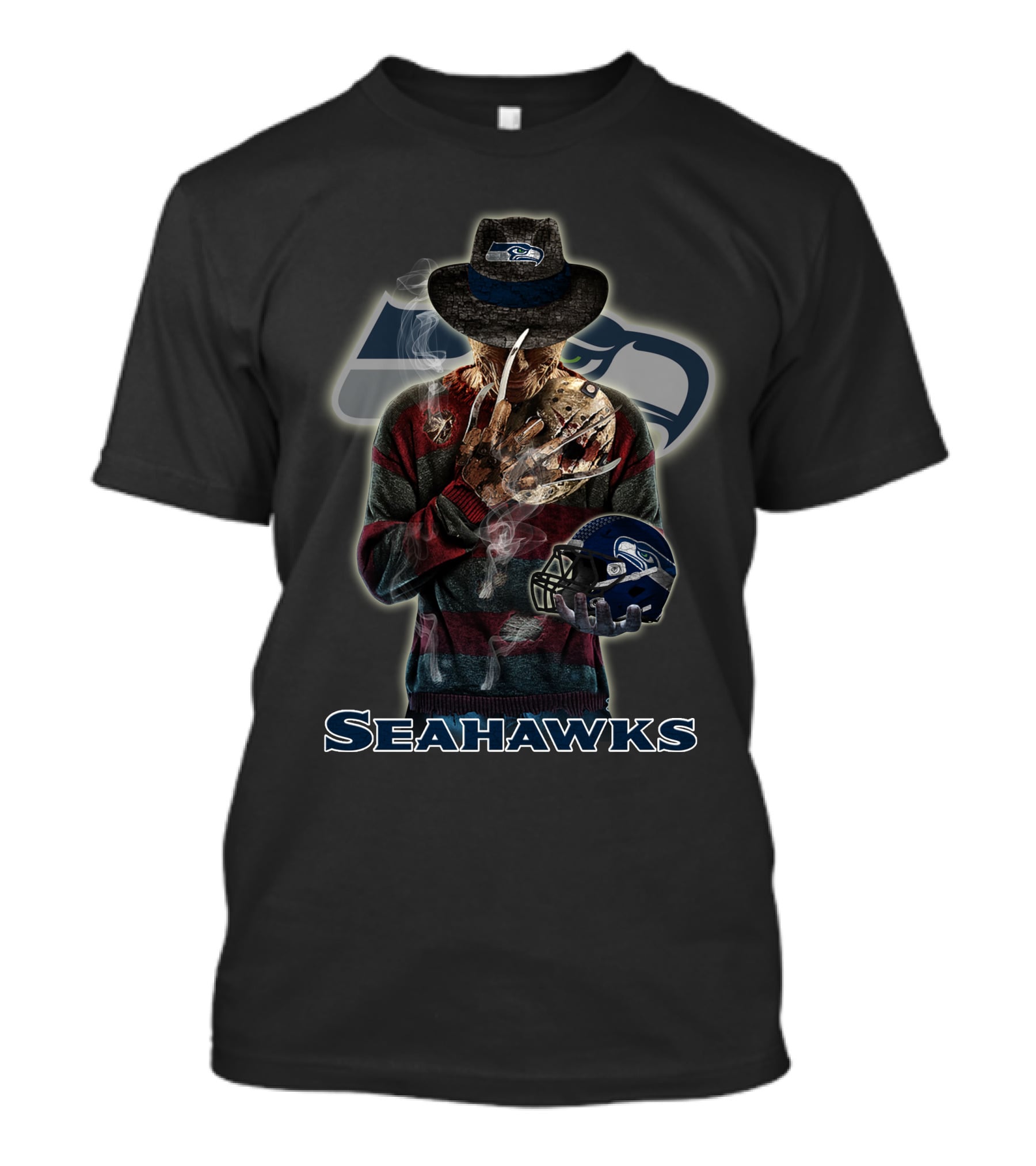 Seattle Seahawks Freddy Krueger Crossover With Helmet T-Shirt