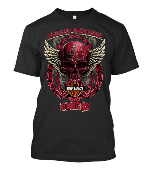 Harley Davidson Arizona Diamondbacks Dbacks Skull Wings Motorcycle Cycles T-Shirt
