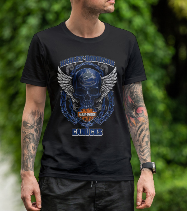 Harley Davidson Canucks Nhl Vancouver Canucks Skull T-Shirt