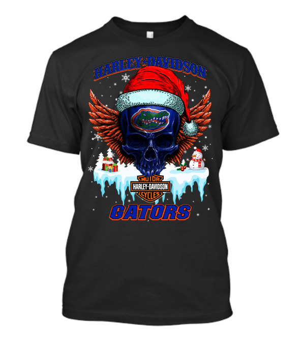 Harley Davidson Motor Cycles Gators Santa Skull T-Shirt