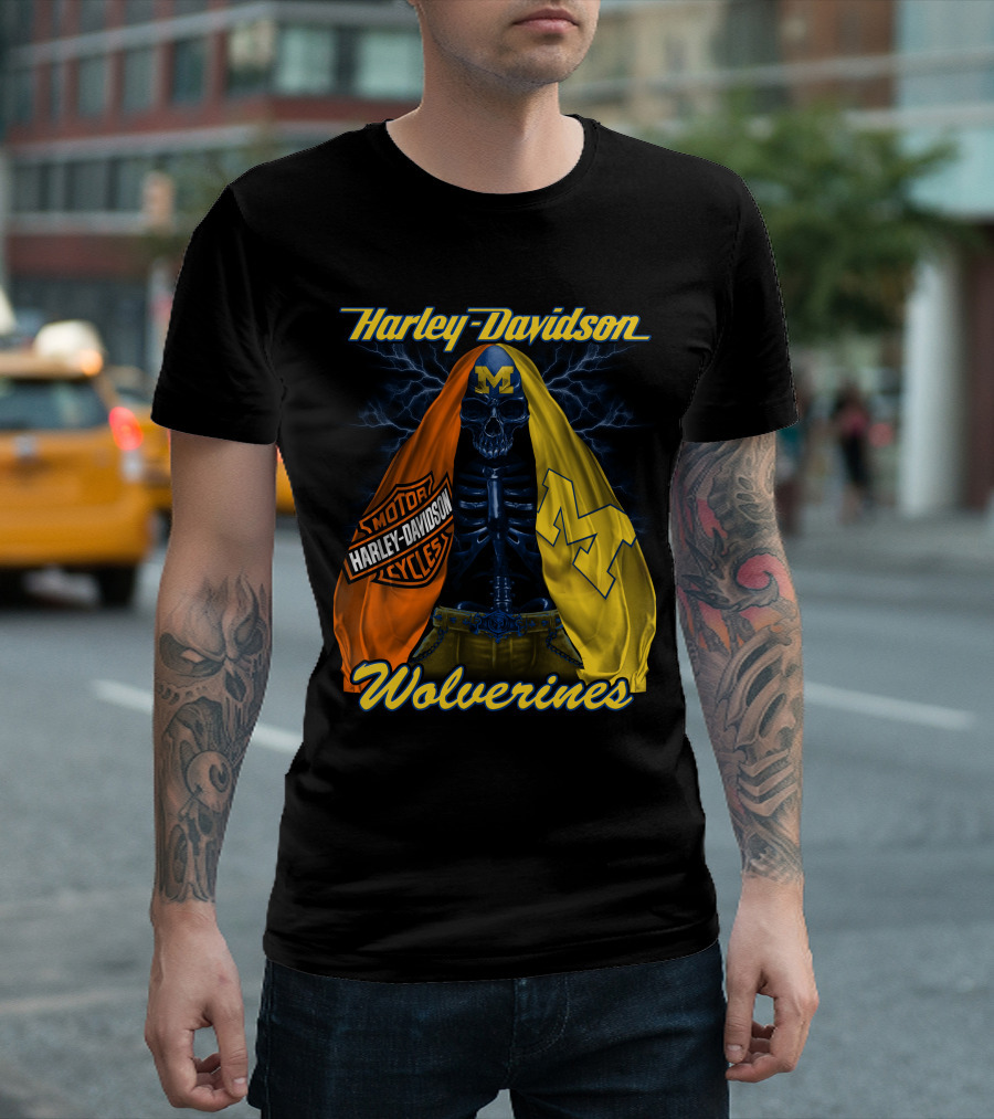 Harley Davidson Motorcycles Michigan Wolverines M2D23 T-Shirt