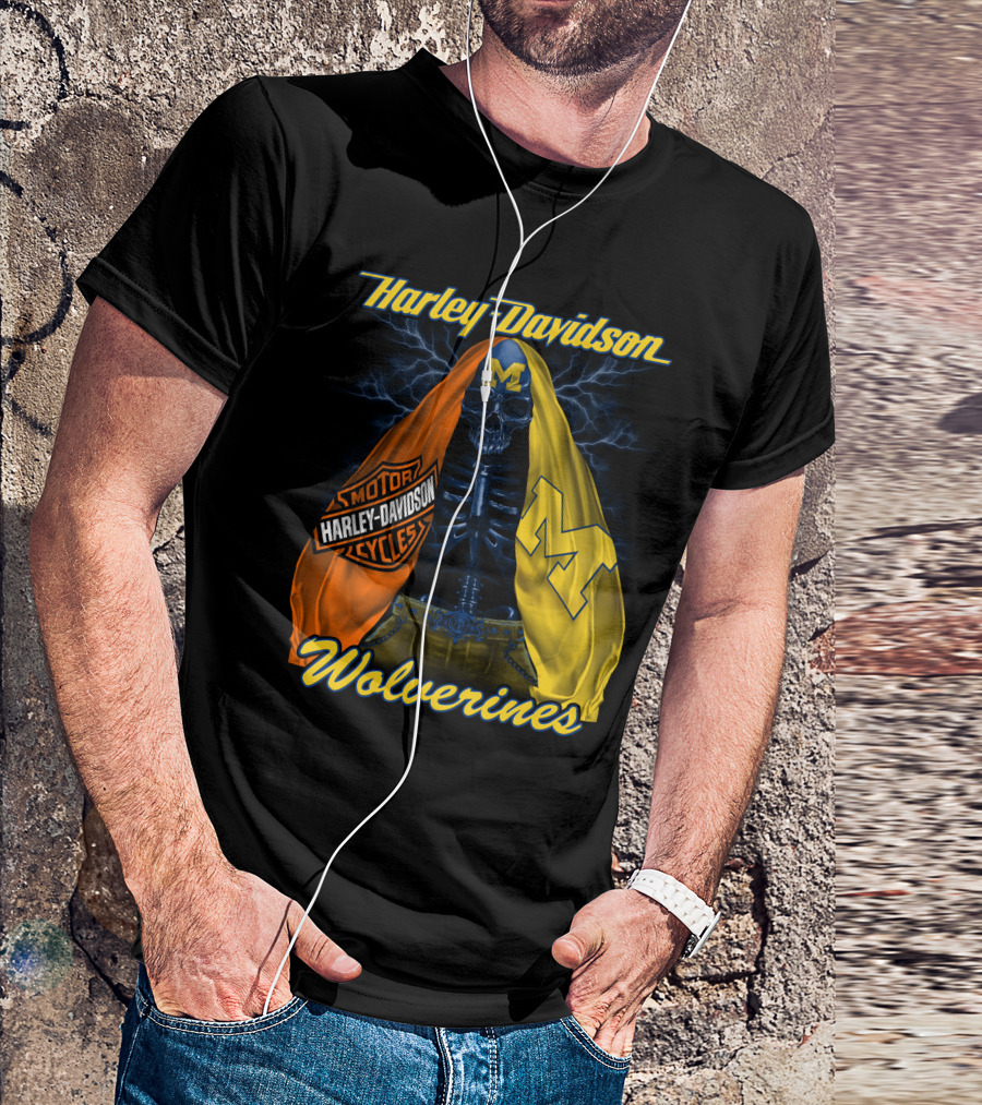 Harley Davidson Motorcycles Michigan Wolverines M2D23 T-Shirt