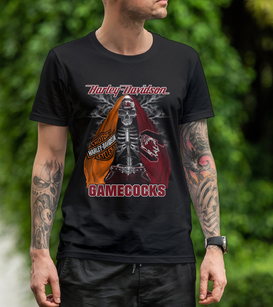 Harley Davidson South Carolina Gamecocks Skeleton Logo M2D23 T-Shirt