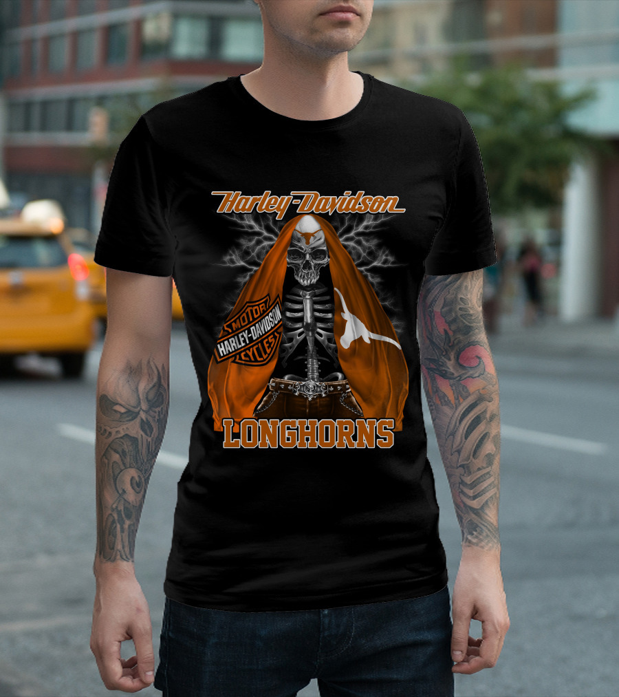 Harley Davidson Motorcycles Skeleton Longhorns T-Shirt
