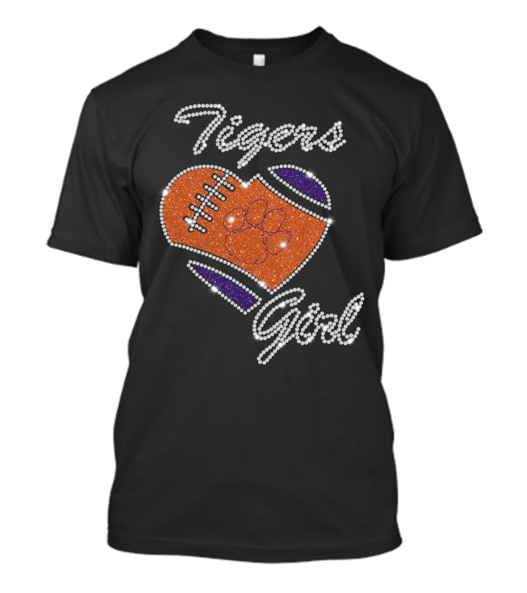 Tigers Girl Heart Football Clemson Paw DNTee25 T-Shirt