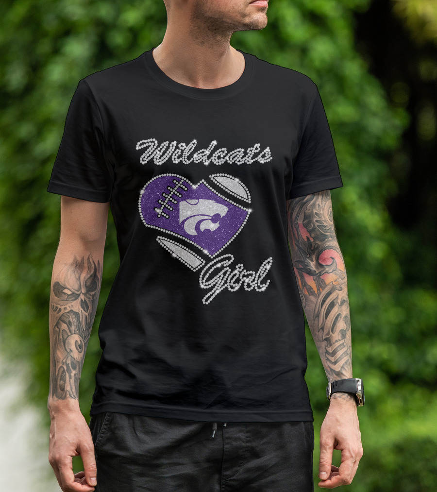 Wildcats Girl Kansas State Football Heart T-Shirt