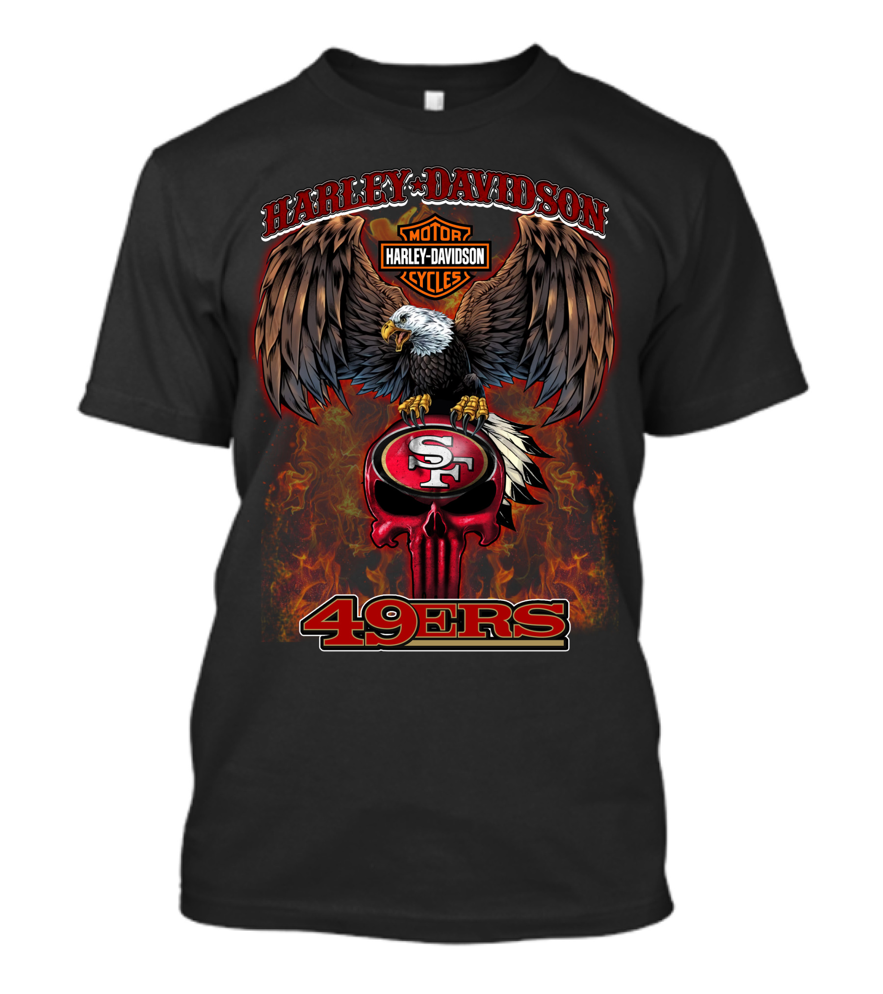 Harley Davidson Motor Cycles Eagle Sf 49ers T-Shirt