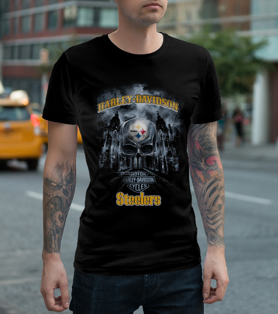 Harley Davidson Motor Cycles Steelers Pittsburgh Nfl T-Shirt
