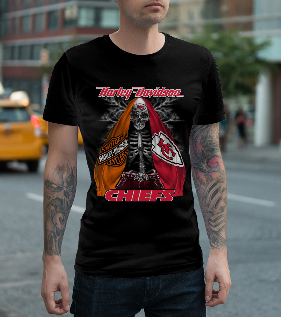 Harley Davidson Kansas City Chiefs Skull Motorcycles Chiefs T-Shirt