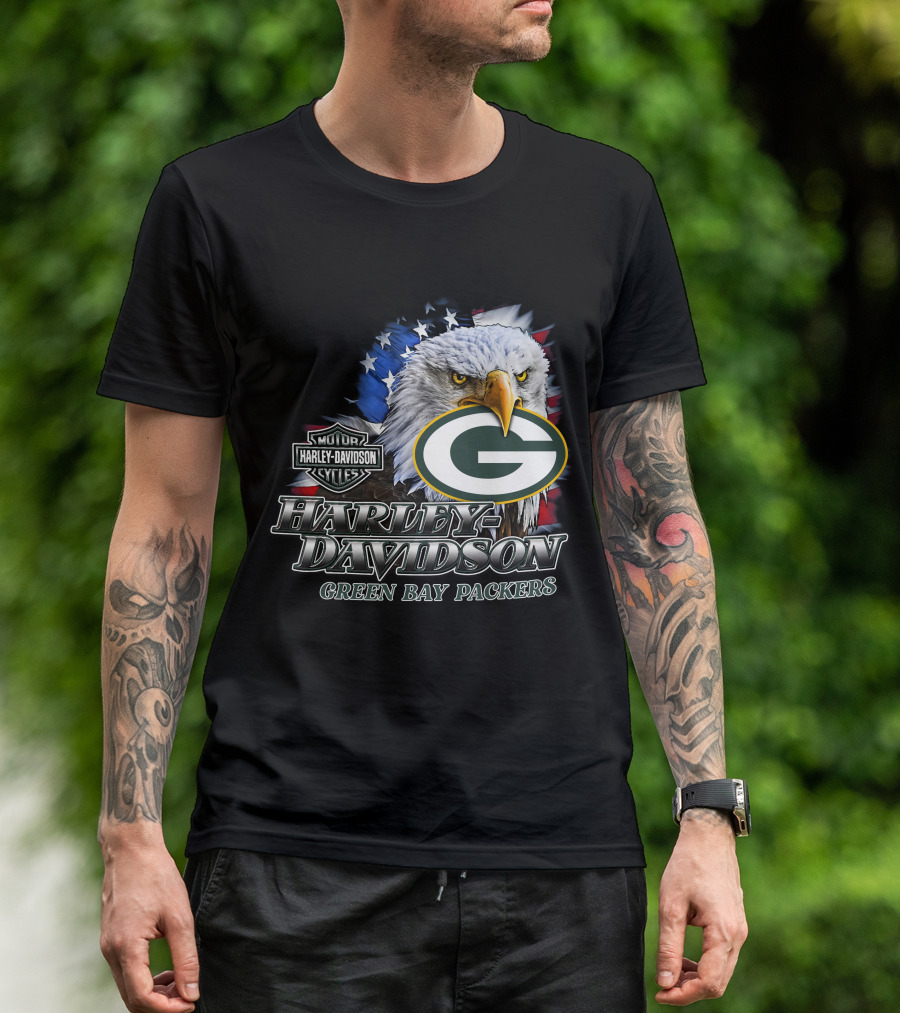 Harley Davidson Green Bay Packers Nfl Eagles T-Shirt