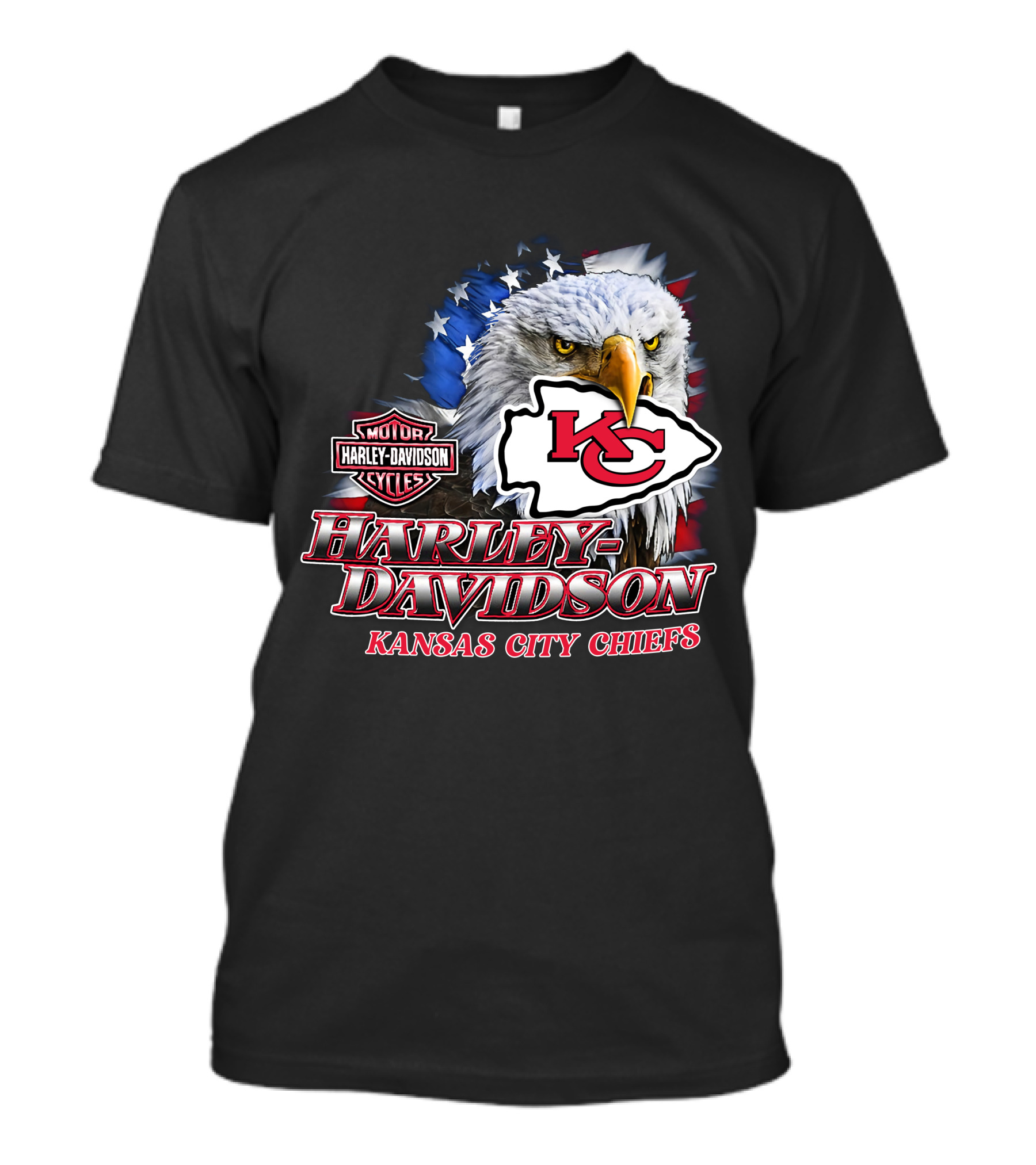Harley Davidson Kansas City Chiefs Nfl Eagle American Flag T-Shirt