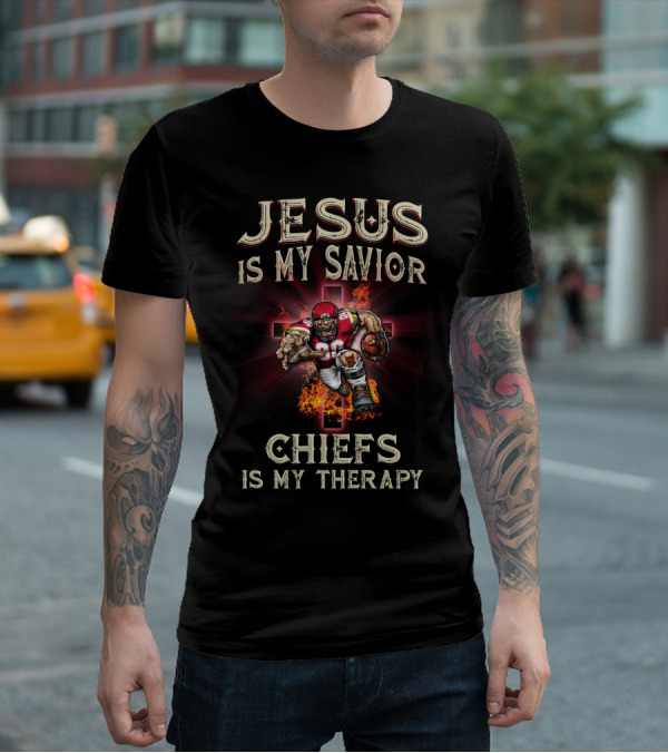 Jesus Is My Savior Chiefs Is My Therapy T-Shirt