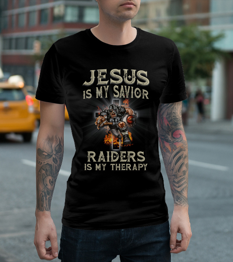 Jesus Is My Savior Raiders Is My Therapy T-Shirt