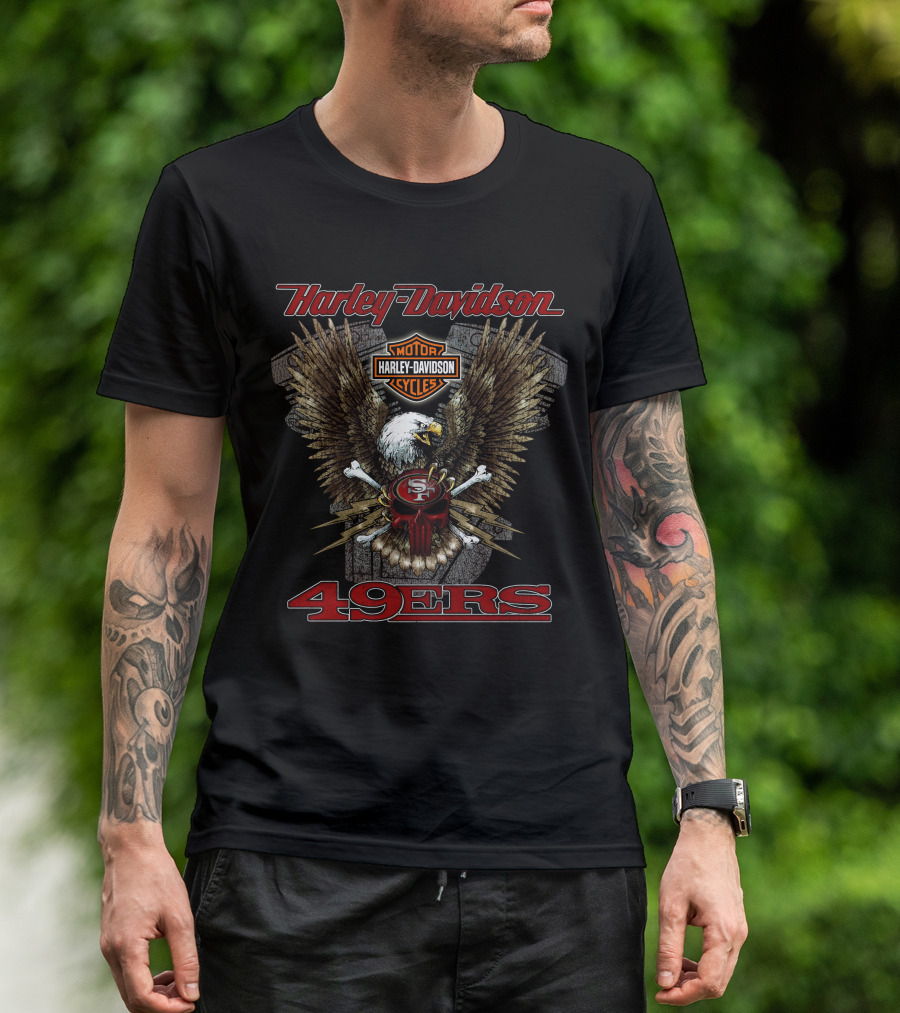Harley Davidson 49ers Nfl San Francisco Motor Cycles Eagle T-Shirt