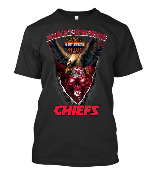 Harley Davidson Motor Cycles Chiefs Kansas City Nfl Eagles Skull T-Shirt