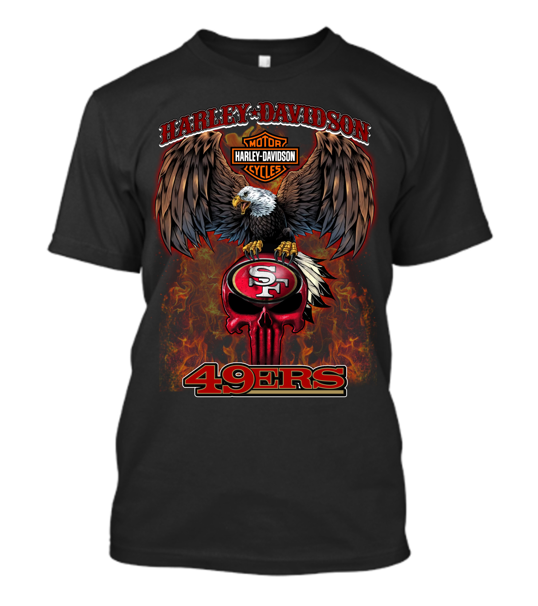 Harley Davidson Motor Cycles Eagle San Francisco 49ers Nfl T-Shirt