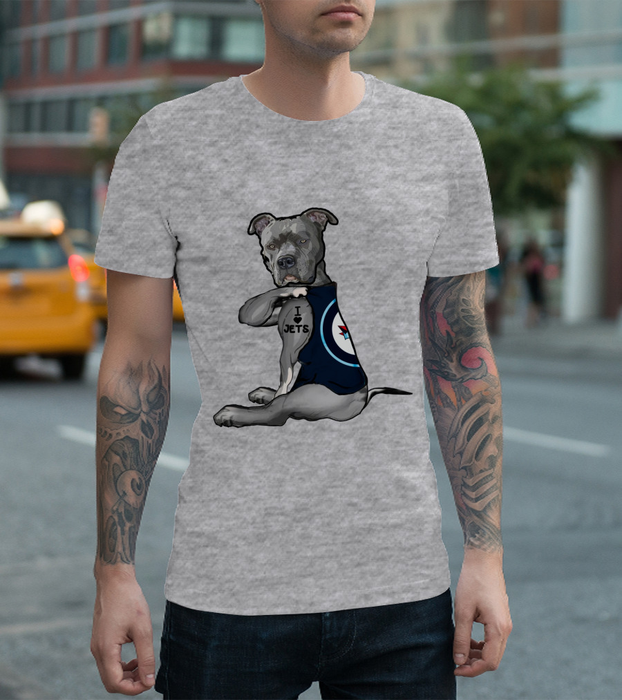 I Love Jets Pitbull Fan with Winnipeg Jets T-Shirt