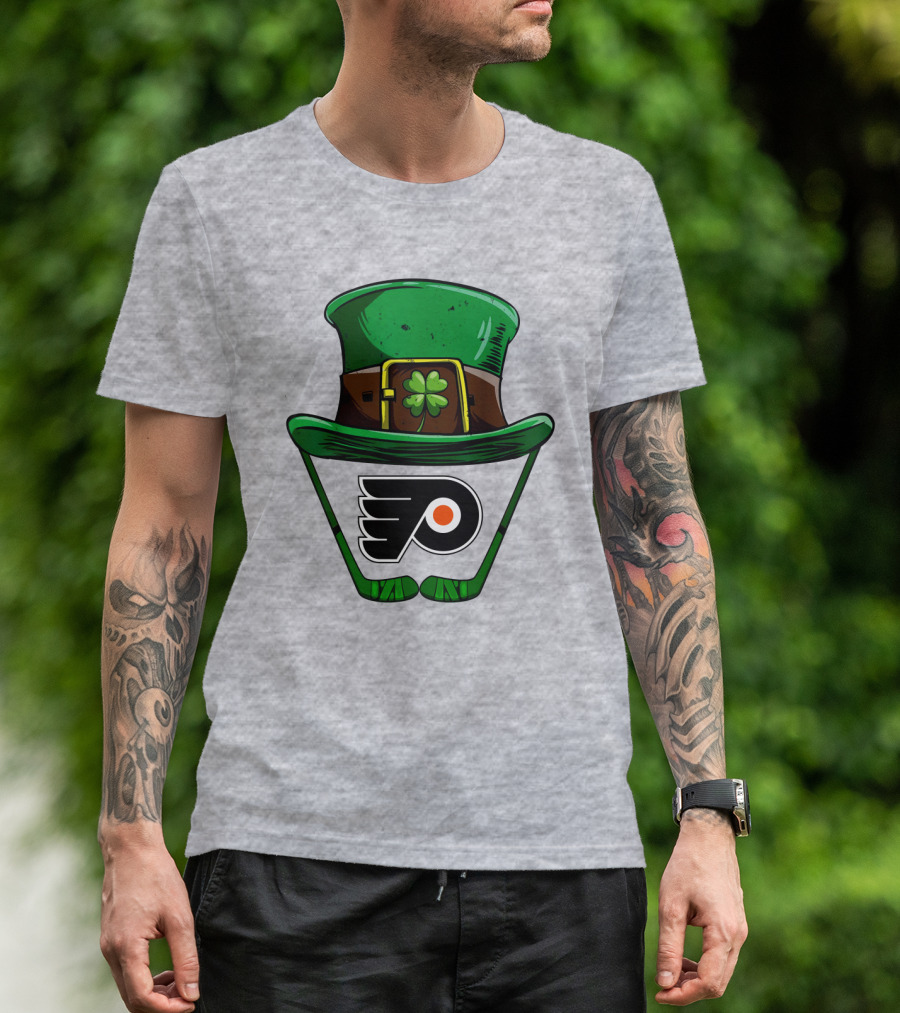 Philadelphia Flyers St. Patrick's Day Hockey Hat And Shamrock T-Shirt