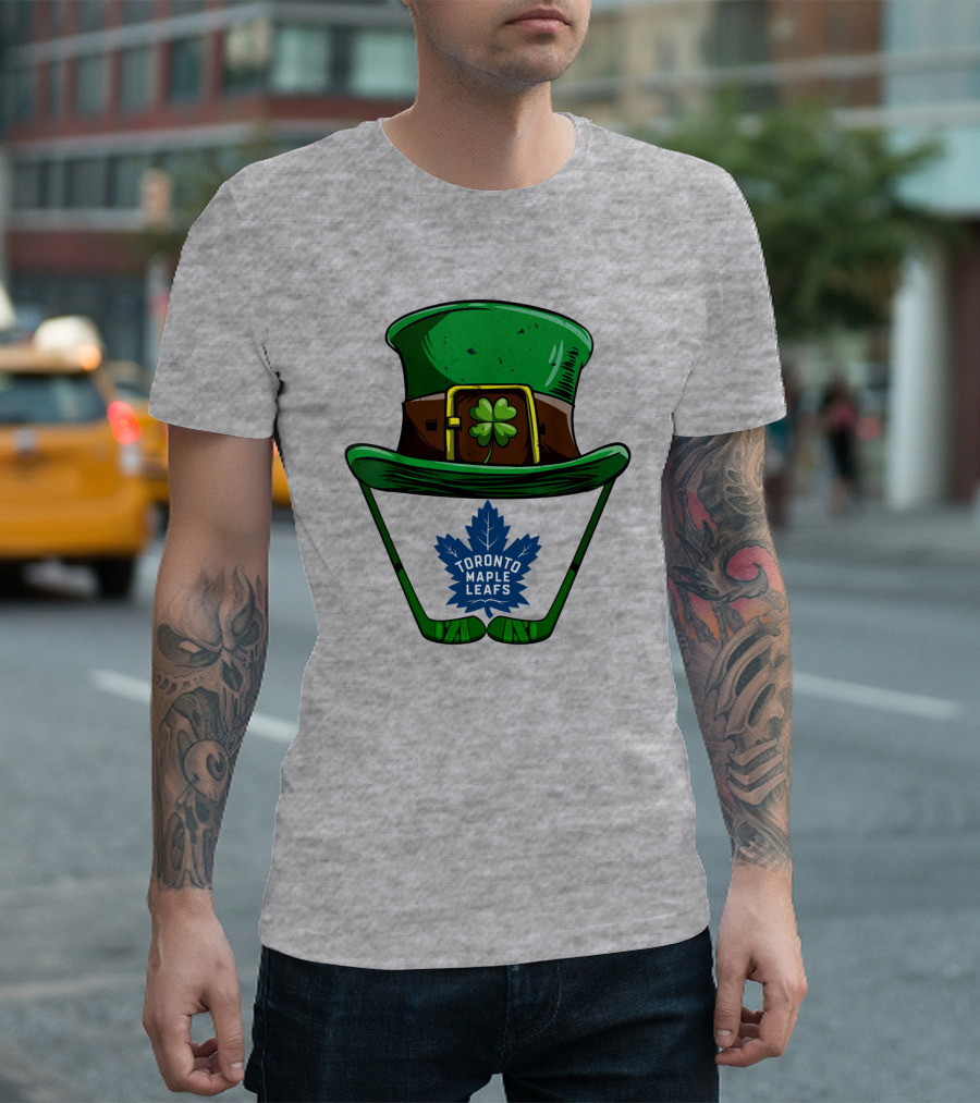 Toronto Maple Leafs St. Patrick's Day Hockey Hat and Clover T-Shirt