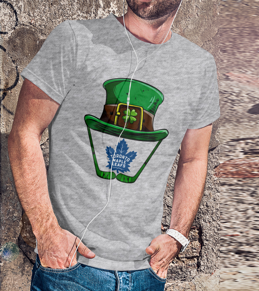 Toronto Maple Leafs St. Patrick's Day Hockey Hat And Clover T-Shirt