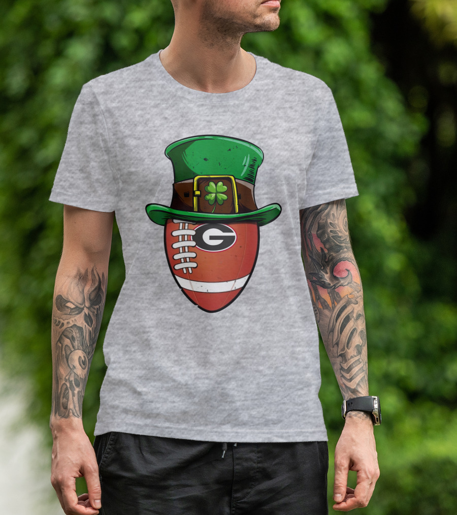 Georgia Bulldogs Football St Patrick's Day Shamrock Hat T-Shirt